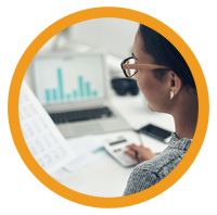 lady operating a calculator
