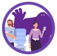 man and woman holding smartphone clipart