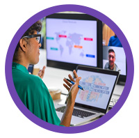 a lady attending online webinar