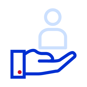 Hand supporting a person icon