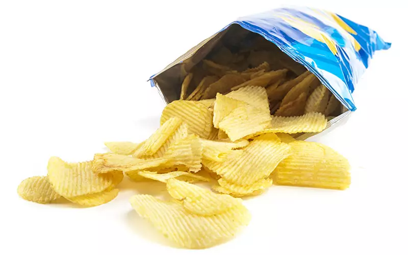Chips spread on the ground