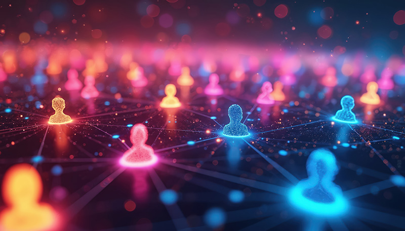 Apply Government Solutions FedHire's Collaborate - colorful people icons connected in a digital space