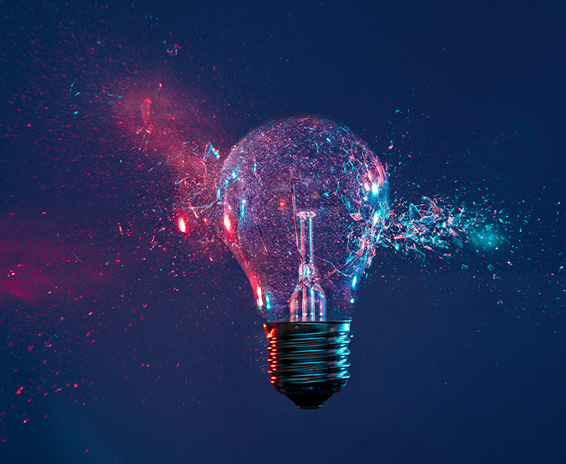 colorful bulb breaking