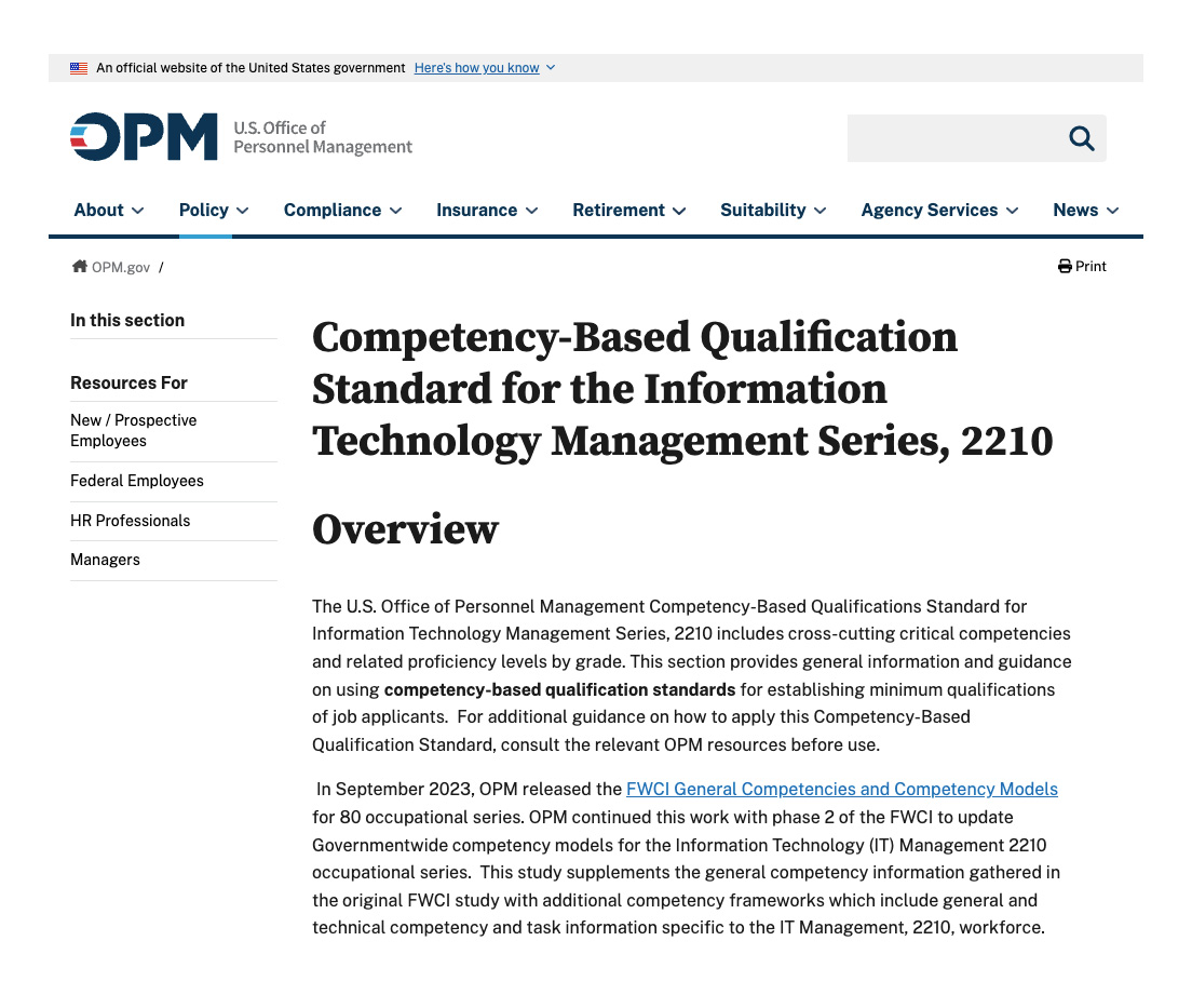 OPM Overview on Competency-Based Qualification Standard for the IT Management Series, 2210